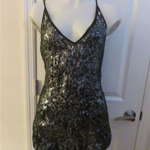 SW3 BLACK W/ SILVER SEQUIN TOP SZ L